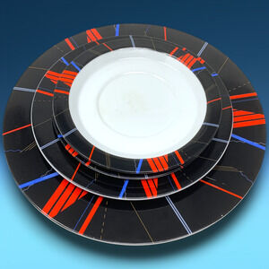 Vtg Lot 4 x Studio Nova Jazz Black Plates L2229 Larry Laslo Dinner Lunch Bread